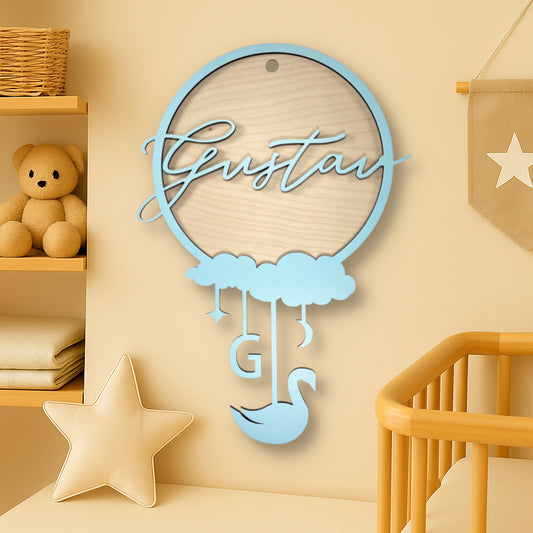 Sagosvan - Namnskylt i trä